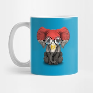 Baby Elephant with Glasses and Egyptian Flag Mug